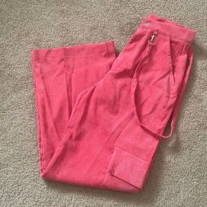 coral light corduroy wide leg pants
